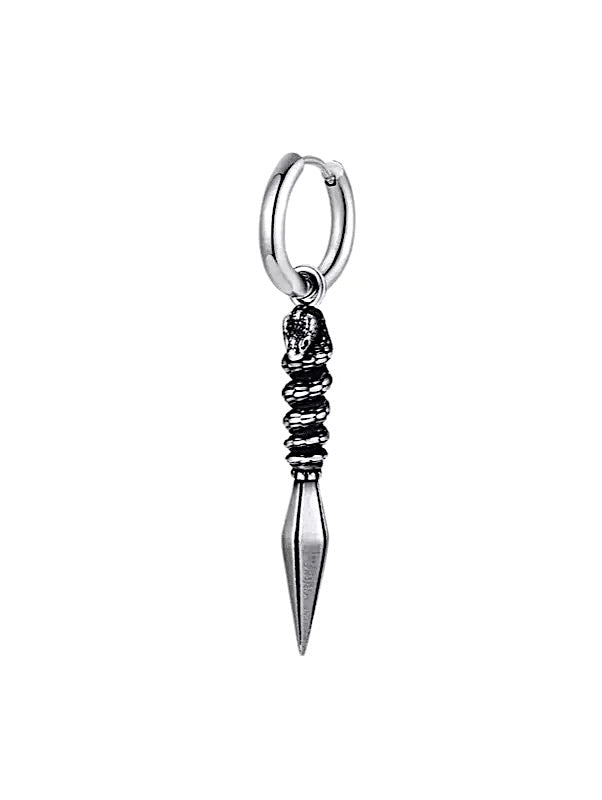 Monora stainless steel snake dagger earring with hoop – alt punk streetwear style