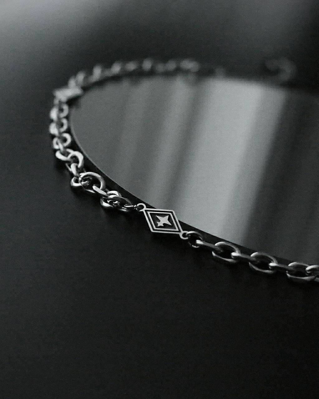 Monora Dark Gothic Black Diamond Necklace in Stainless Steel