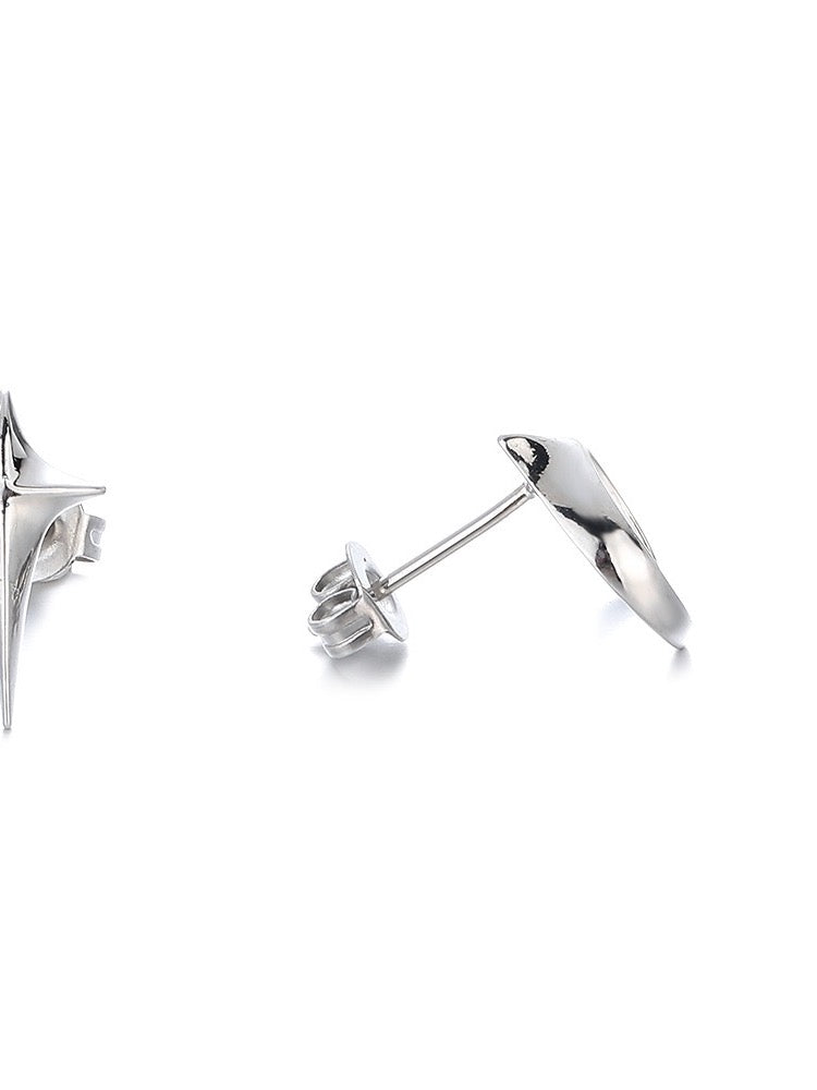 Monora Drift Phase Earrings – stainless steel mismatched moon and spike stud earrings, unisex alternative style