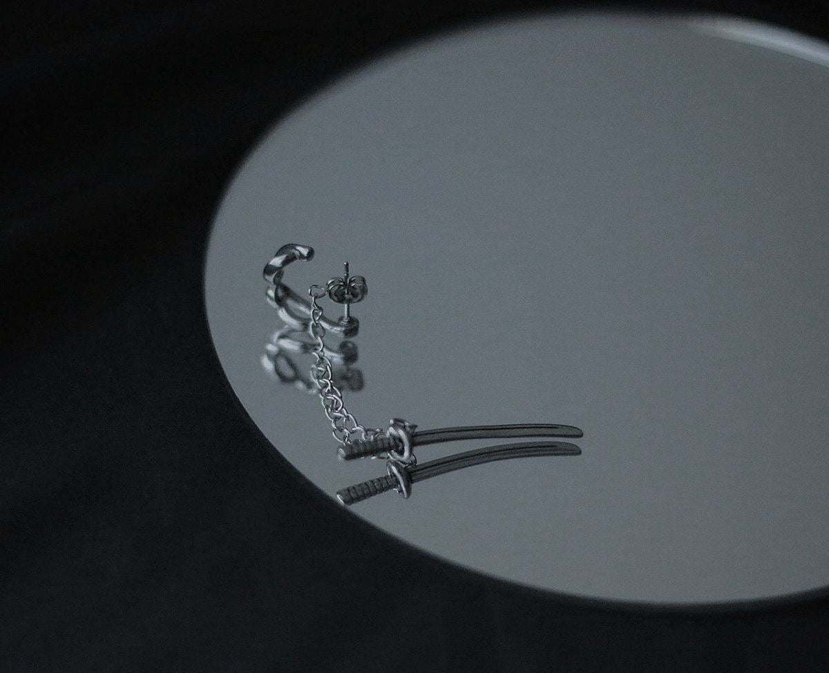 Monora Samurai & Ninja: Stainless Steel Katana Earrings
