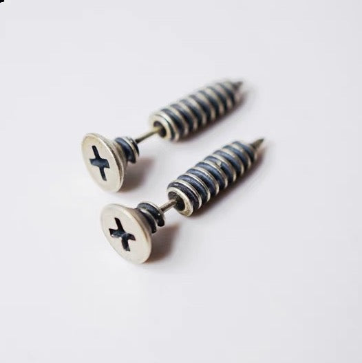 Monora Dark Fashion *Big Screw* Stud Earring - 1 piece in 925 Silver