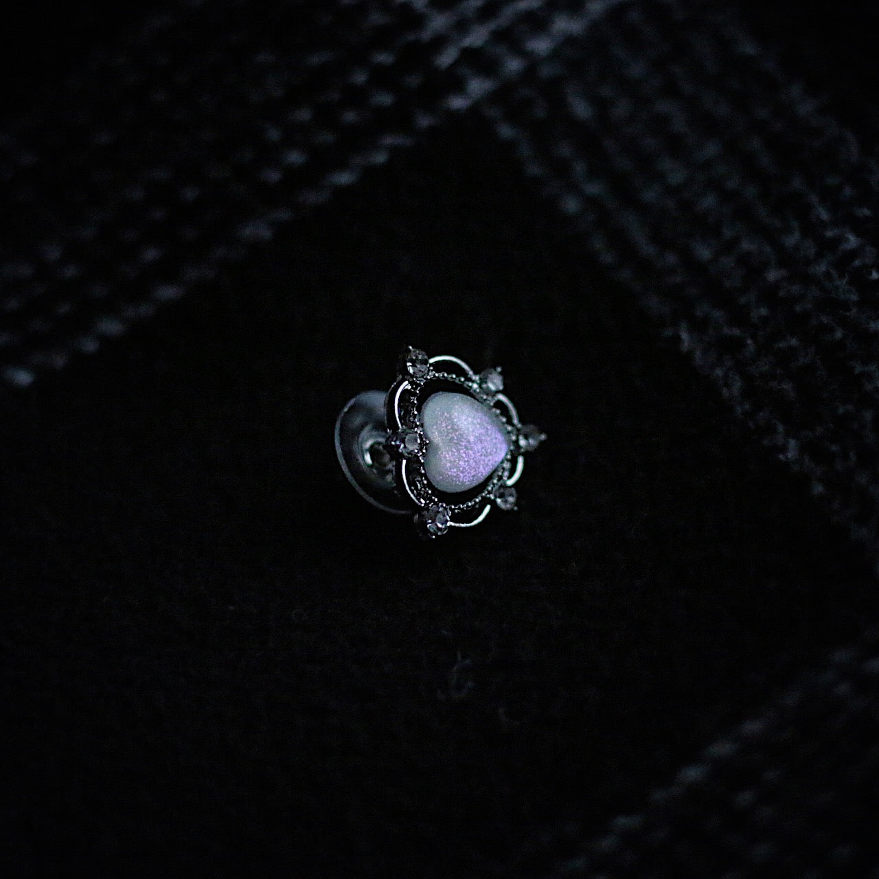 Monora Gothic *Bling Heart* Stud Earring in 925 Silver