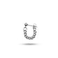 Minimalist stainless steel U-shape chain earring with ball stud, waterproof surgical grade jewelry for men and women, professional product photo.
