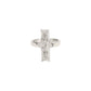 Professional studio shot of silver color brutalist geometric pillar ring on pure white background⁠