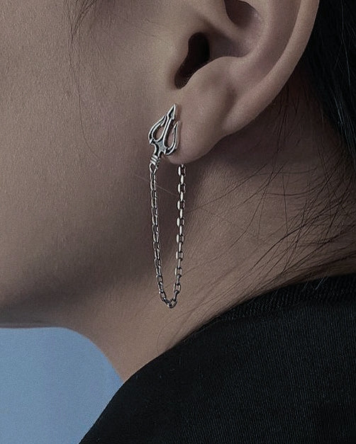 Monora *Poseidon's Trident* Chain Earring
