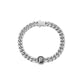 High-polish silver color Cuban chain bracelet with grey stone centerpiece, minimalist darkwear accessory.