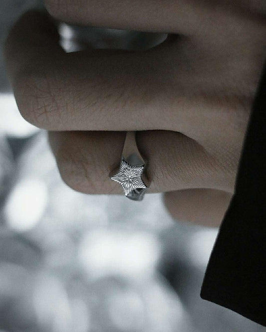 Monora Dark Gothic *Bright Star* Ring in 925 Silver