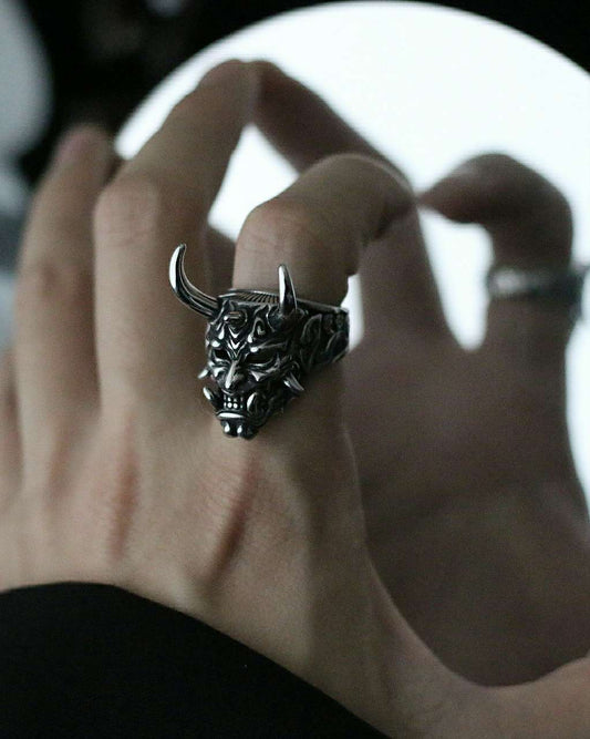 Monora Hannya Oni Stainless Steel Ring: The Cyberpunk Fusion of Love and Revenge