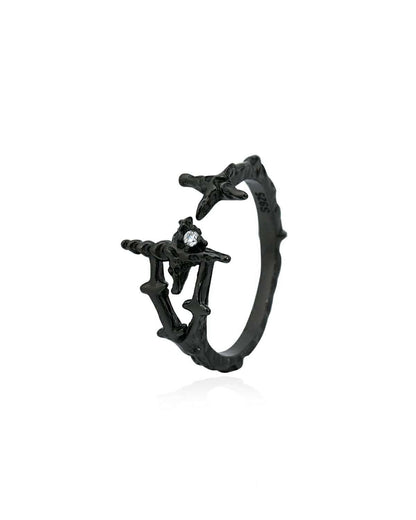 Monora Fallen Angel Cross Silver Ring