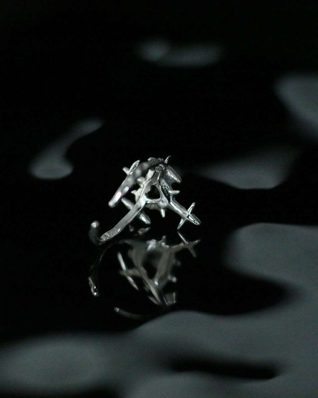 Monora Spiky Cross Silver Ring