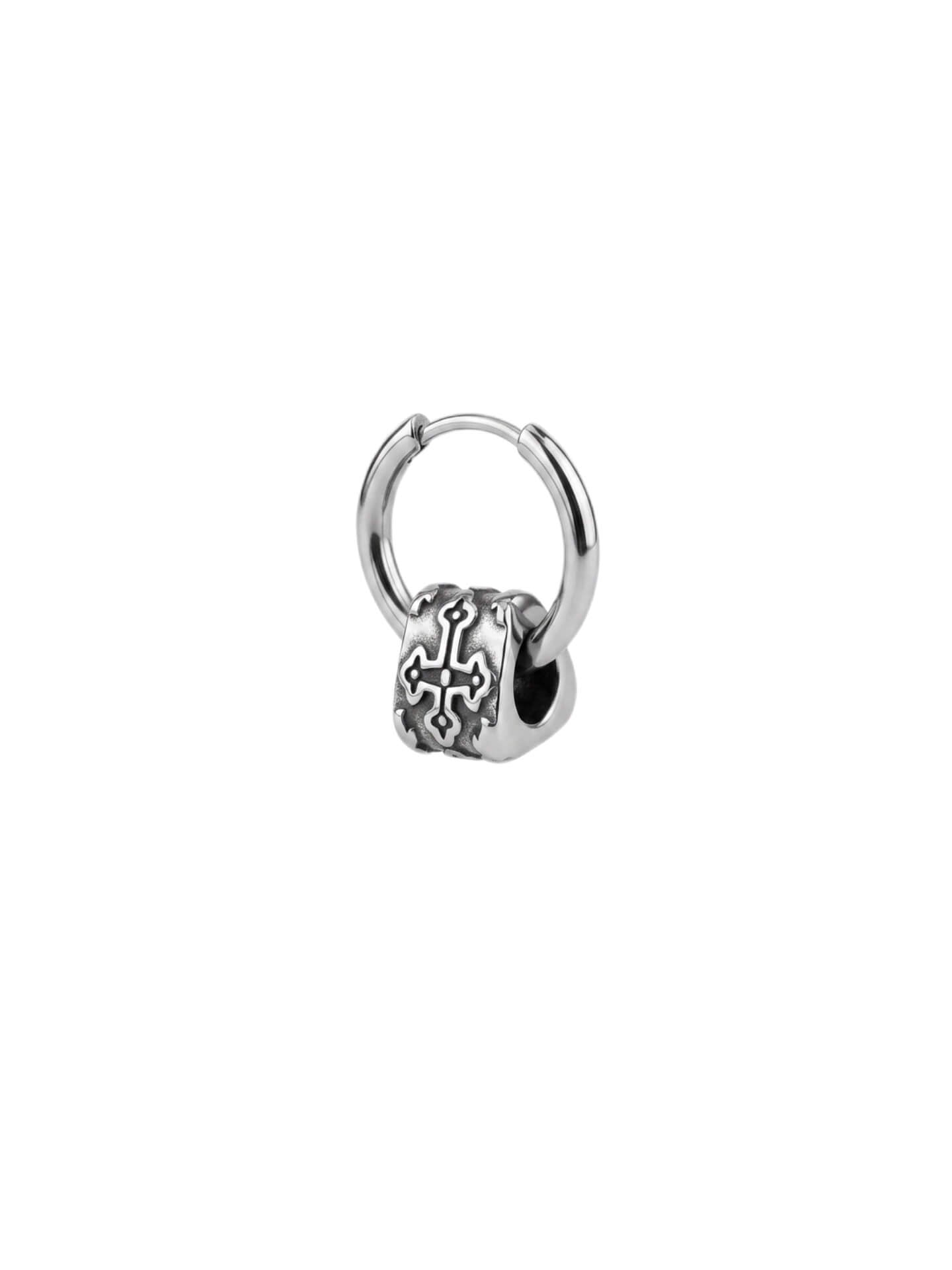 Crucifix Lock Hoop Stainless Steel Earring
