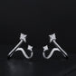 925 sterling silver star earrings with asymmetrical wave loop design, minimalist and edgy look.
