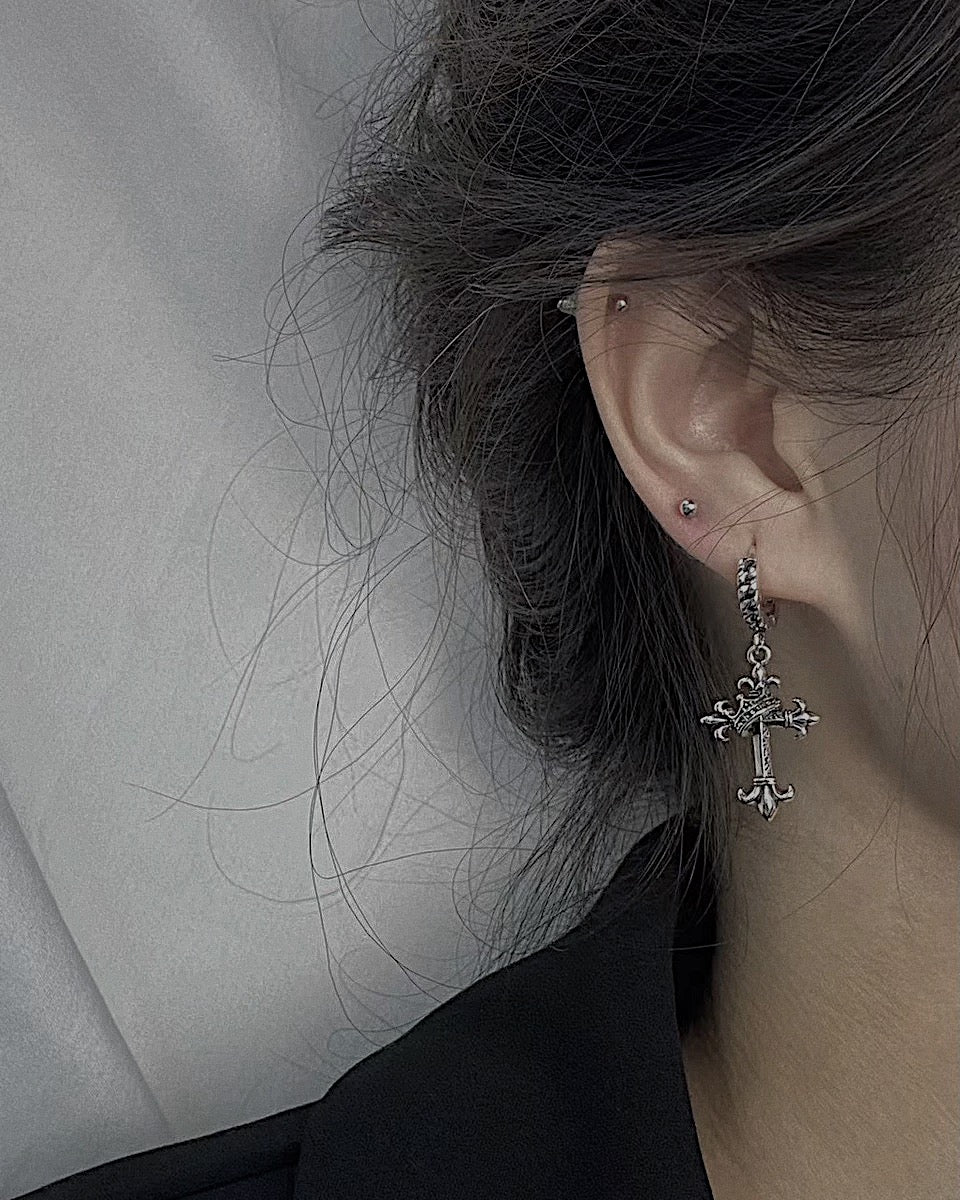 Elegance Unveiled Cross Silver Earring