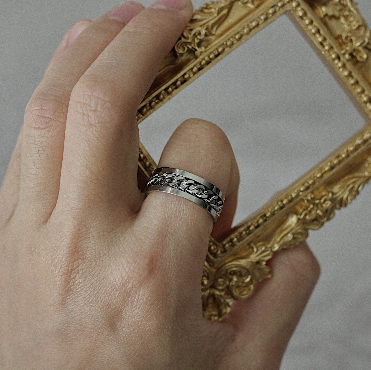 Monora Dark Gothic *Link-Cycle-Silver* RIng