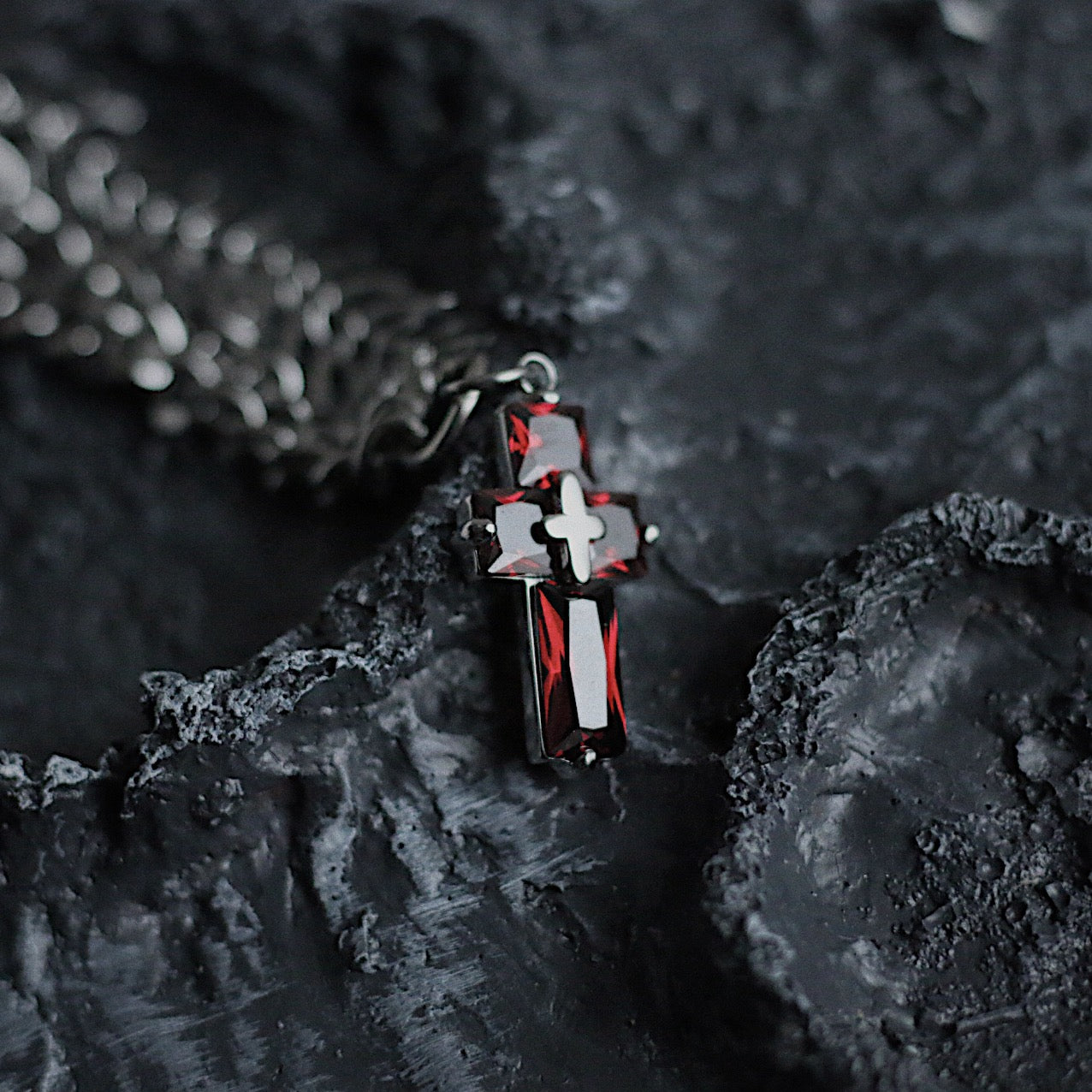 Monora Dark Gothic *Red October* Necklace in Titanium Steel