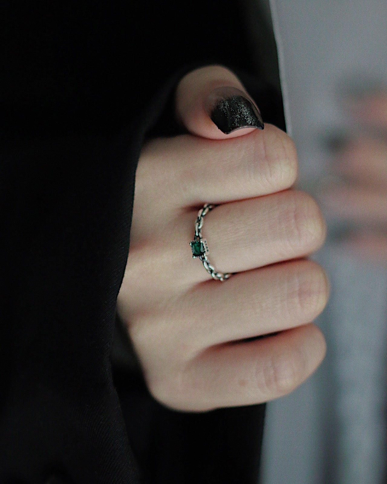 Monora Cuban Chain Link *Emerald* Ring